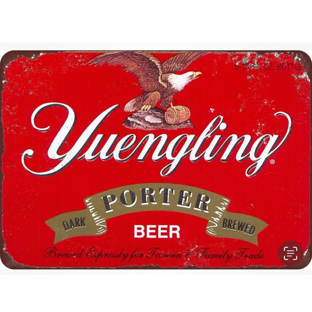 Brand New Yuengling Porter  Beer Tin Sign 8x12 Garage Man Cave Den Bar Red